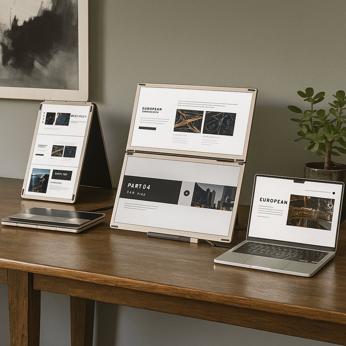 16" Draagbare Tri-Screen Monitor voor Laptop 13"-17,3" - Full HD, USB-C, HDMI, Lichtgewicht, Ingebouwde Speakers - Afbeelding 4