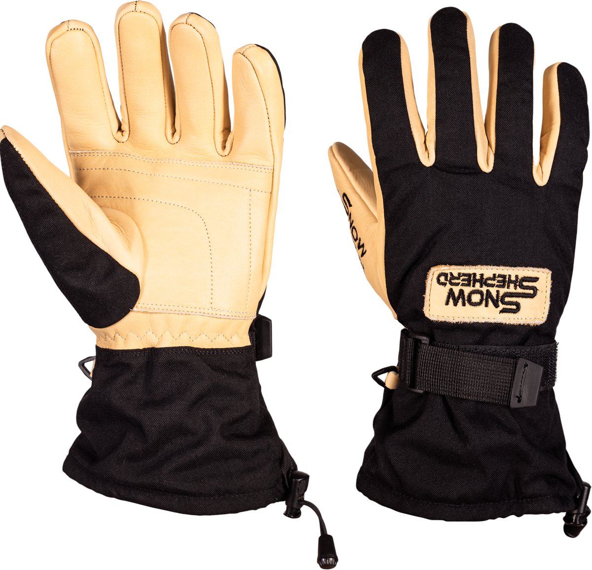 Snowshepherd Skihandschoenen - Leren handschoenen - Zwart/Geel - Anti-slip - Handschoenen - Heren - Dames - L