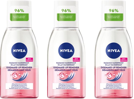 NIVEA Oogmake-Up Remover Stralende Oogcontouren - 3 x 125 ml - Voordeelverpakking
