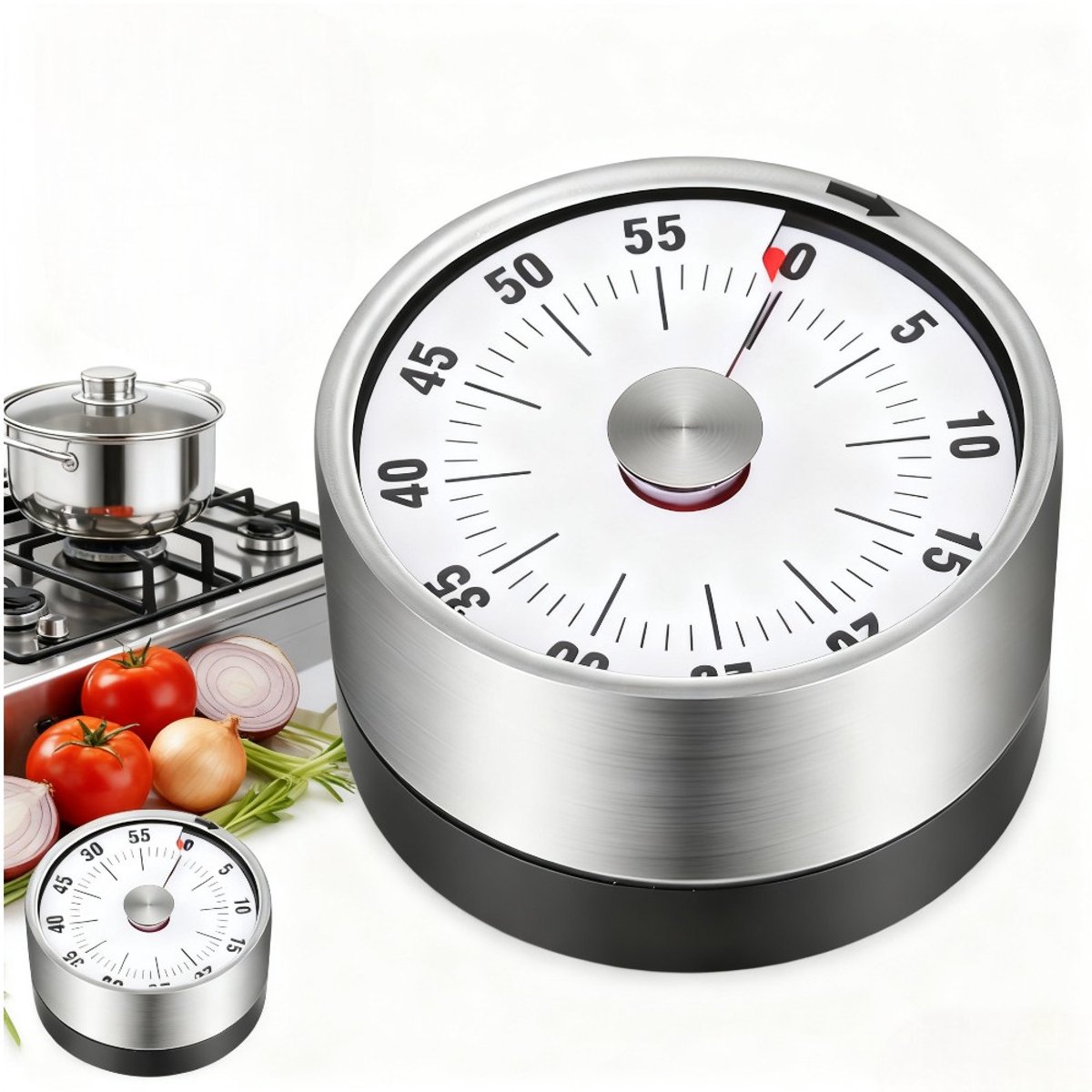 Mechanische Keukenwekkers 60-minuten - RVS Keukentimer met Kleurcode en 72 dB Alarm