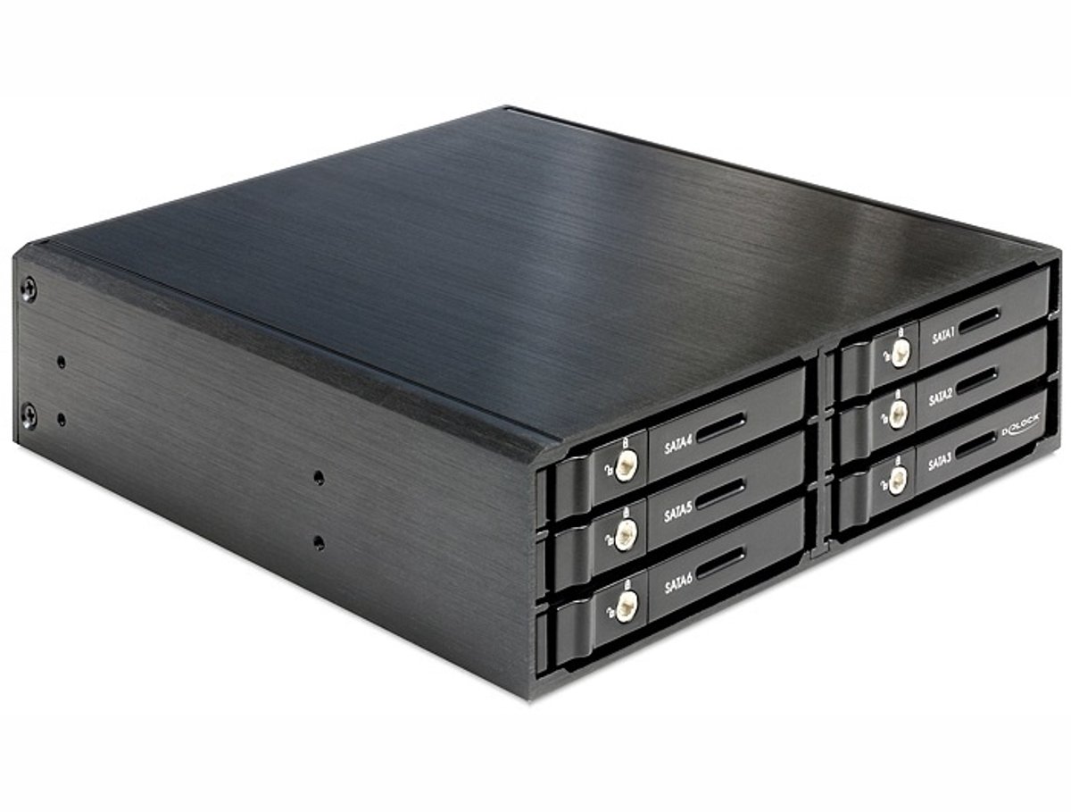 Premium 6x 2,5'' HDD/SSD naar 5,25'' slot mobile rack / zwart