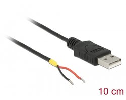 Delock Cable USB 2.0 Type-A male > 2 x open wires power 10 cm Raspberry Pi