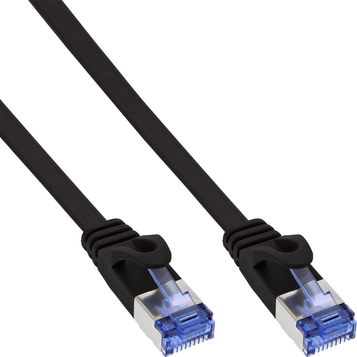 InLine U/FTP platte patchkabel CAT6a zwart 1m