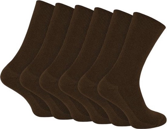Marco Rossi 6 paires de Chaussettes Diabète - 39-42 - Marron - Col large - Chaussettes sans élastique - Anti-pressage - Chaussettes médicales - Chaussettes Medical - Sans couture - Femme et Homme