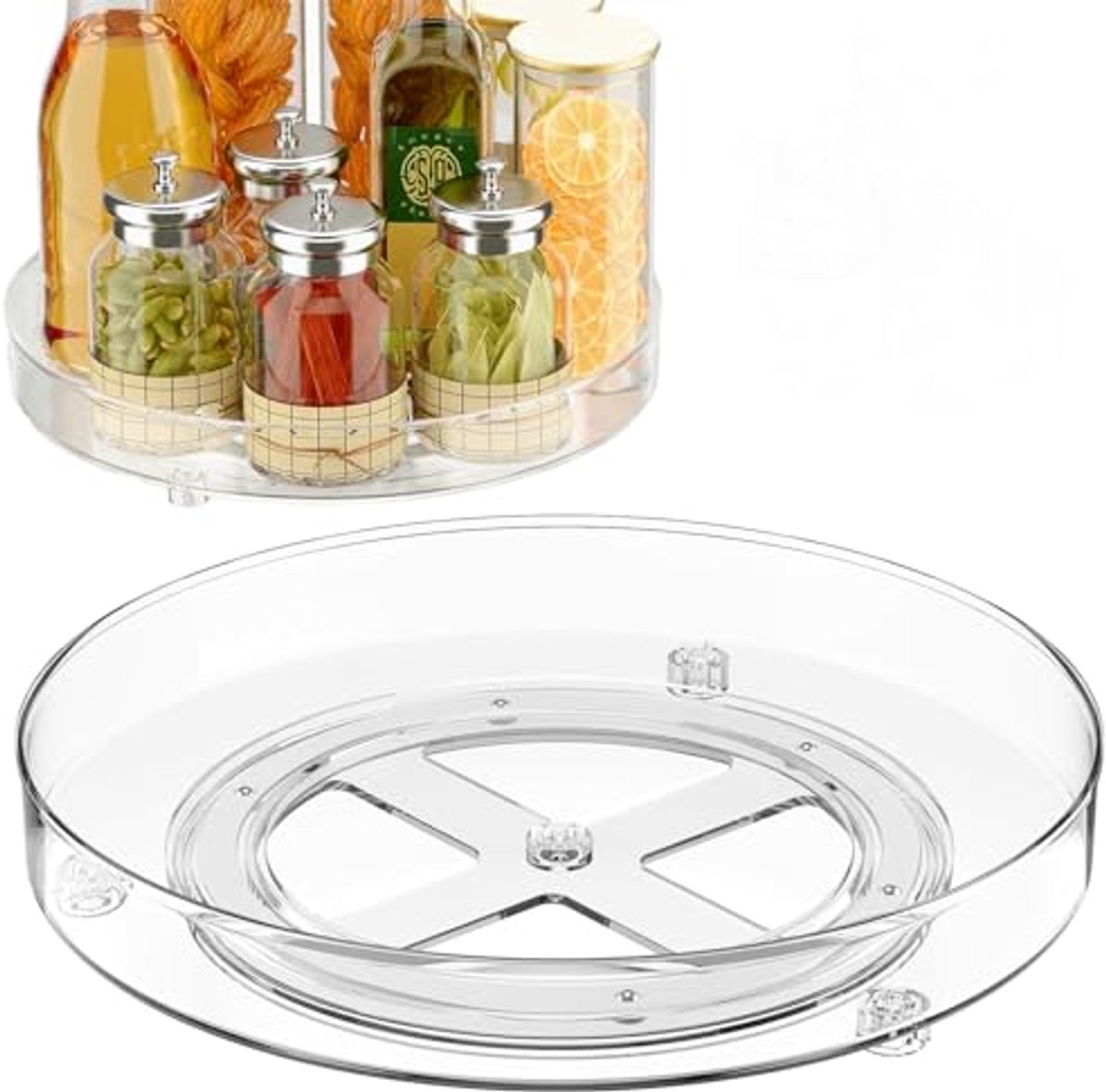 Draaiplateau Organizer Set van 2 - 27 cm & 23,5 cm - 360° Draaibaar en Ruimtebesparend - Perfect voor Keuken, Koelkast en Kasten