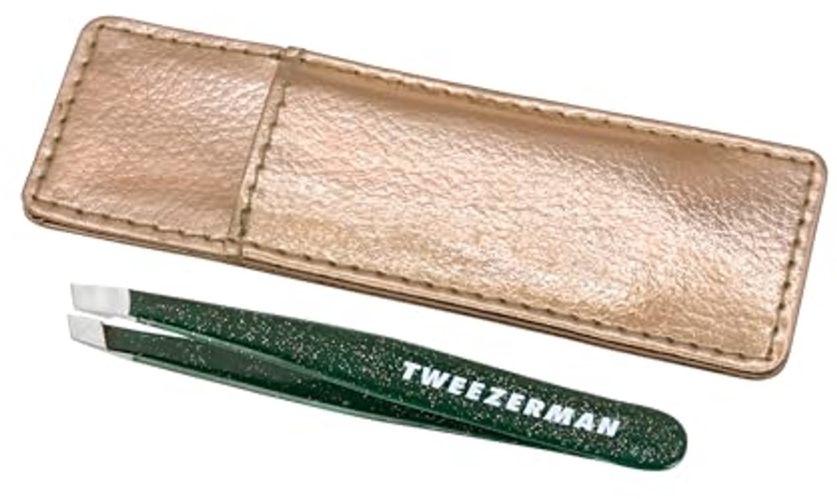 Mini schuine pincet met etui - Wenkbrauwpincet voor dames en heren