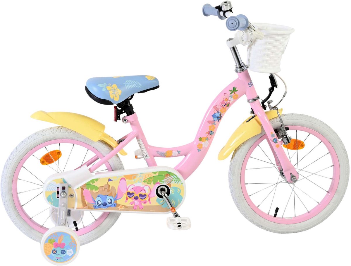 Stitch Stitch Kinderfiets Meisjes 16 Inch Crème Koraal Blauw