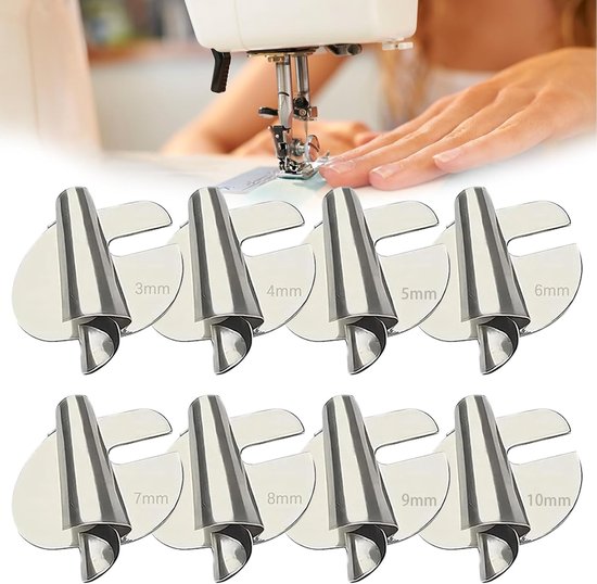 8 Pcs Rolled Hem Foot - Universele Naaimachine Voetjes - 8 Groottes RVS ...