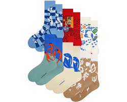 Kunst sokken - Henri Matisse Collectie 6-pack - Sokken Heren 41 46 - Biologisch Katoenen Sokken - funny socks happy - Vrolijke Sokken - Grappige Sokken - Sokken Cadeau