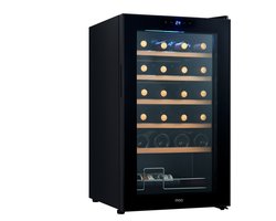 MOA Wijnkoelkast voor 24 Flessen - Wijnklimaatkast Vrijstaand met 1 Temperatuurzone - Wijnkoeler - Instelbaar tussen 12°C en 18°C - Inbouw - Zwart