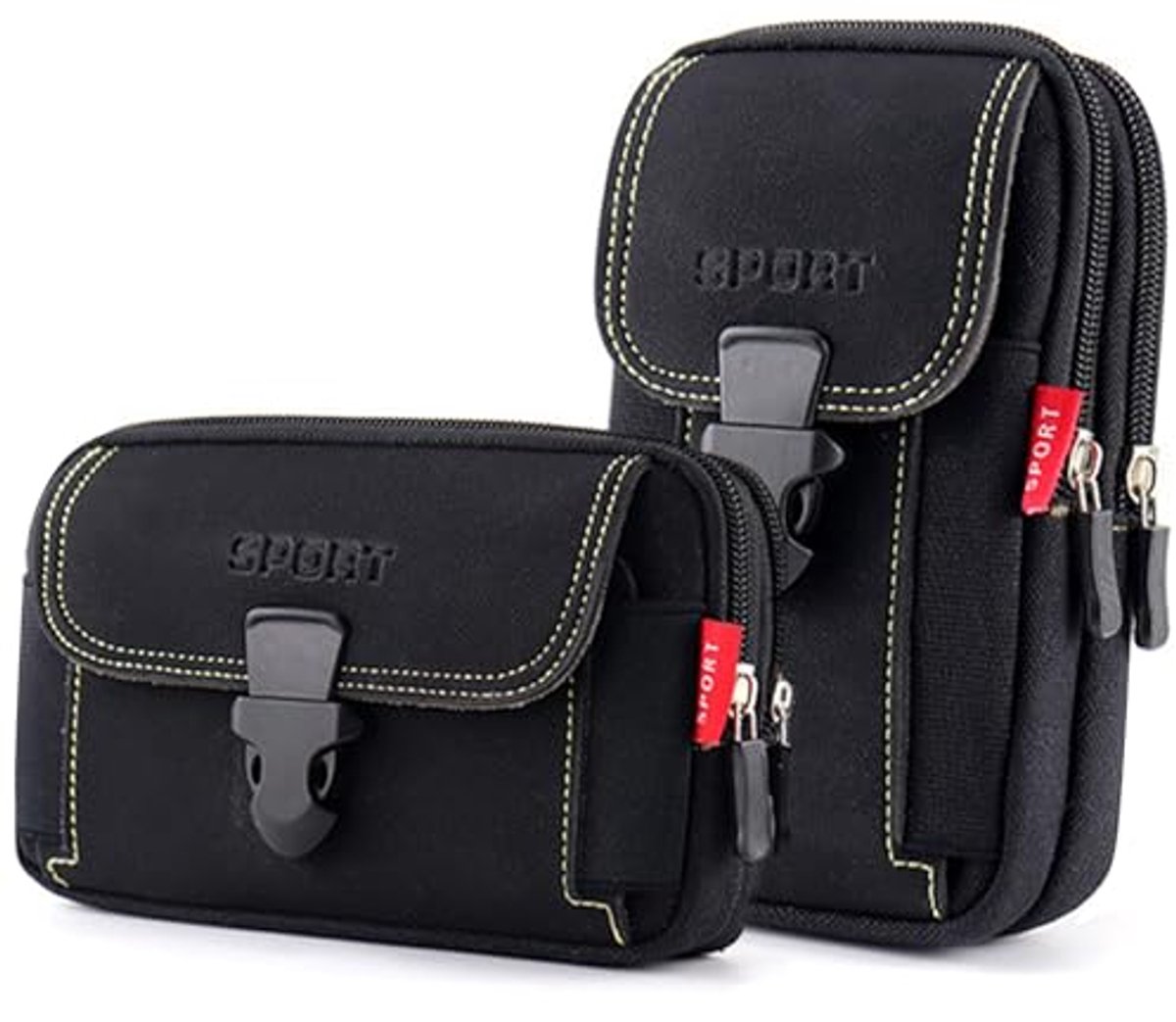 Multifunctionele heuptas voor smartphones tot 6,5 inch - 2 stuks zwart