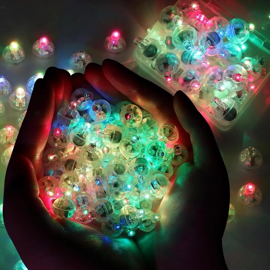 Orivio - Mini-ledballonnen: 100 stuks, kleurrijke ronde ballonnen voor verjaardagsfeestjes, Halloween, led-bar, party en Nieuwjaar decoratie