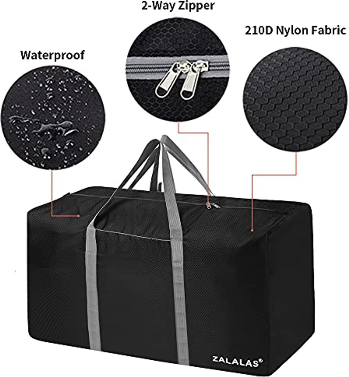 Grote Tijdloze Duffle Bag 78L/96L - Waterdichte Reistas voor Dames en Heren