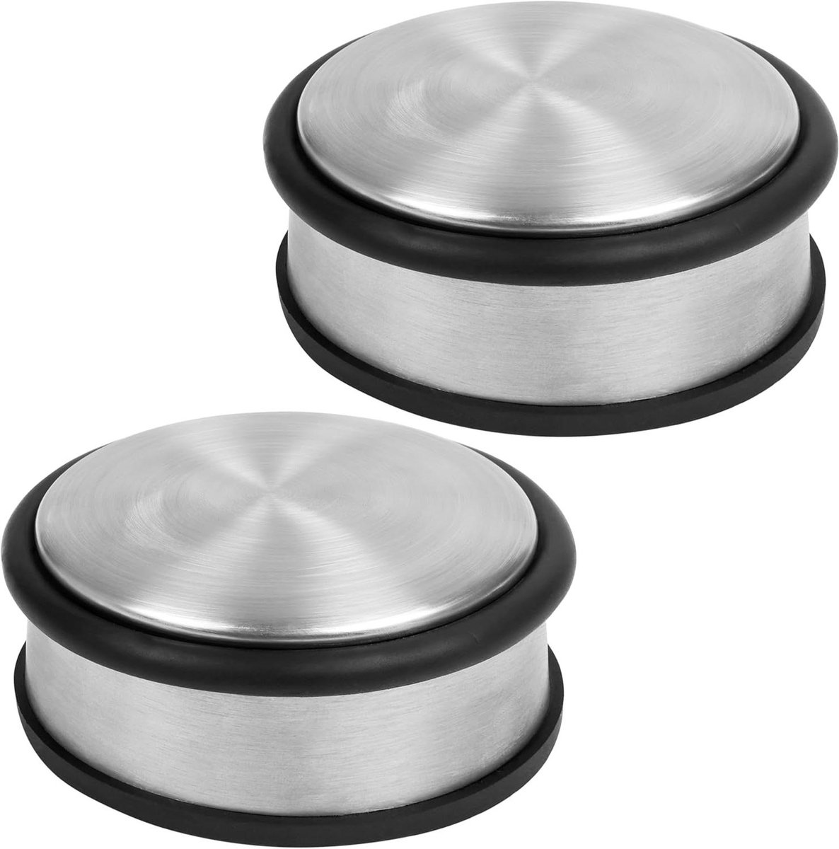 Allecto plus - Deurstoppen Roestvrijstaal Chromen Zware Kwaliteit 2-Pack 10,5 cm - Anti-slip Rubberen Buffer Ring Band - Huis School Kantoordeuren.