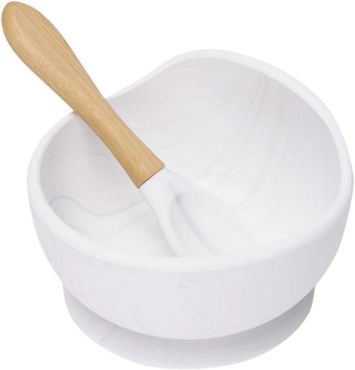 Cuhostki 1Pcs Silicone Suction Bowl Baby Food Dish White