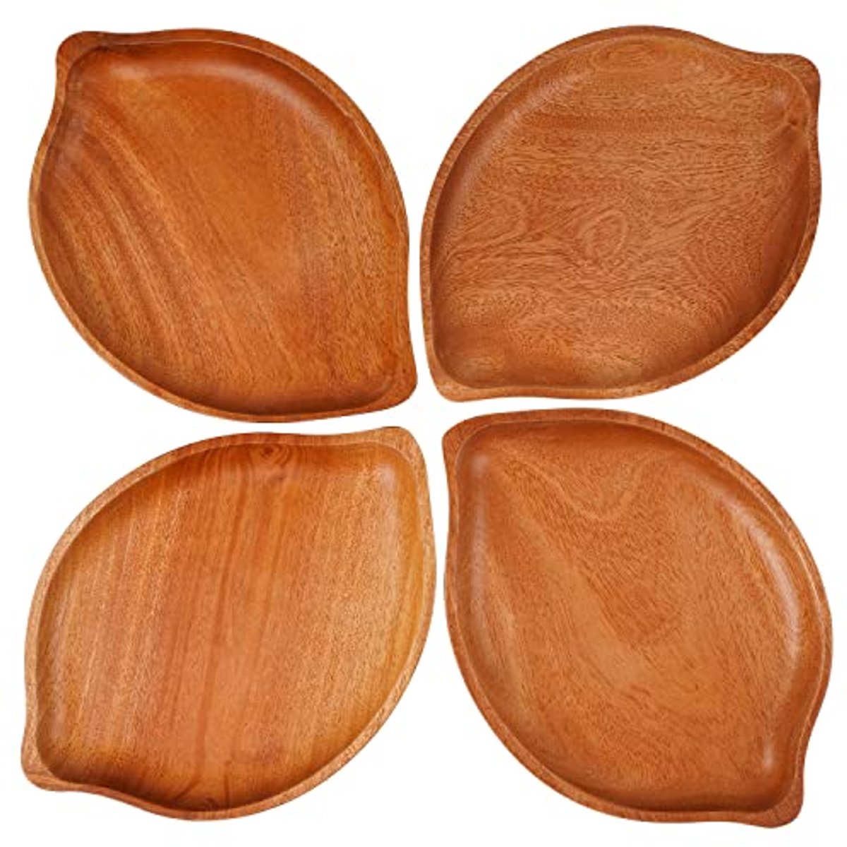 Set van 4 onbreekbare houten borden voor voorgerechten, snacks en desserts - Lichtgewicht en eenvoudig te reinigen