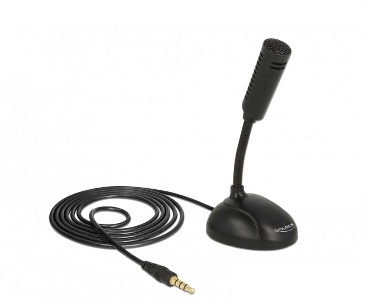 DeLOCK desk microfoon voor smart media apparaten - 1x 3,5mm Jack / zwart - 1,7 meter