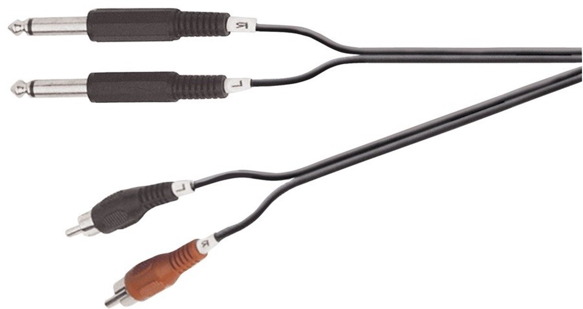 2x 6,35mm Jack - Tulp stereo audio kabel - 5 meter