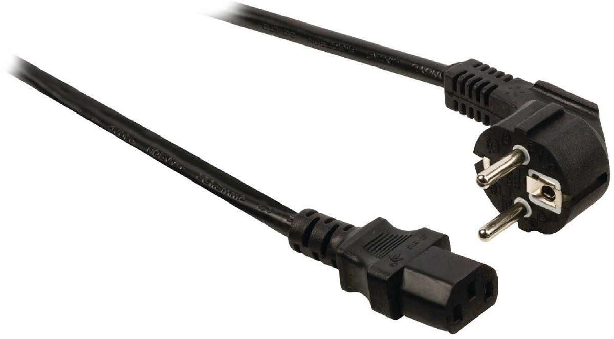 C13 (recht) - CEE 7/7 (haaks) stroomkabel - 3x 1,50mm / zwart - 15 meter