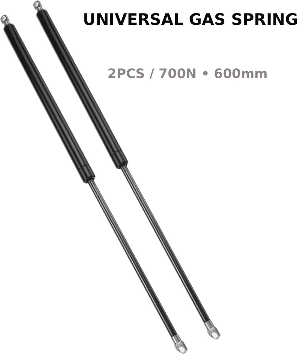 SONNENH Gasveer 700N 600 mm - RVS set van 2 voor kofferbak, boot, caravan en meubel