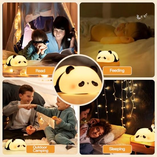 Dailygoody - Kindernachtlampje - Panda nachtlampje - Dimbaar en oplaadbaar - Siliconen ledlamp - Geschikt voor kinderen - 30 minuten timer — afbeelding 3