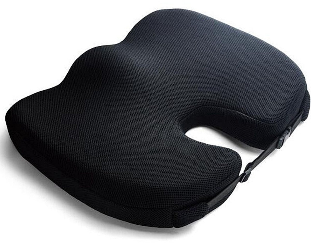 Sleeptight Zitkussen - Orthopedisch Zitkussen met Band - Stuitkussen voor Pijnlijke Stuit - Ergonomisch Wigkussen - Zitverhoger Auto - Stoelverhoger - 45cm