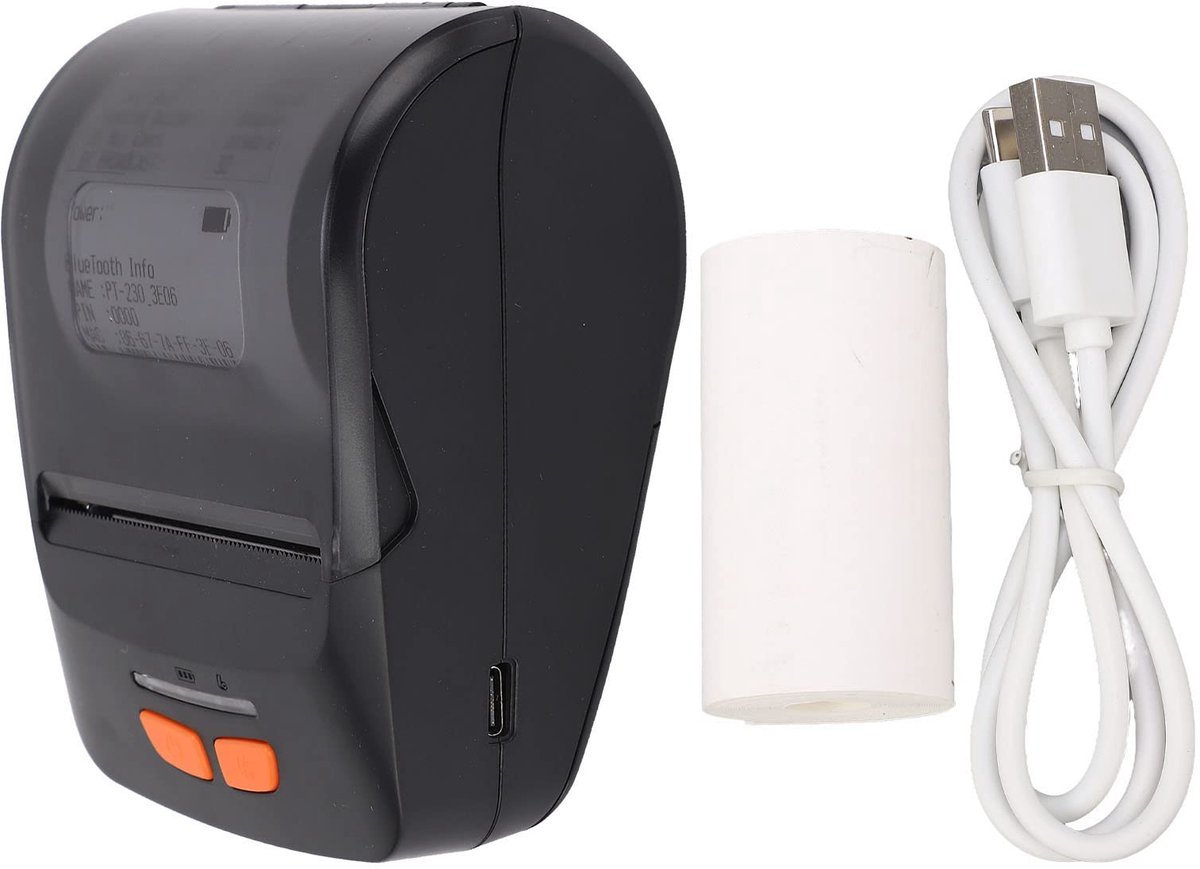 Draagbare Bluetooth thermische printer voor efficiënt labelafdrukken in zwart en wit