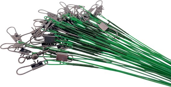 S&D - Fil de pêche en acier - 50 pièces - Vert - 14 kg 25 cm - La pêche - Pour la pêche des carnassiers aux appâts artificiels