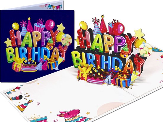Popcards pop-up kaart - Happy Birthday Vrolijke Verjaardagskaart Jarig Verjaardag 3D kaart wenskaart