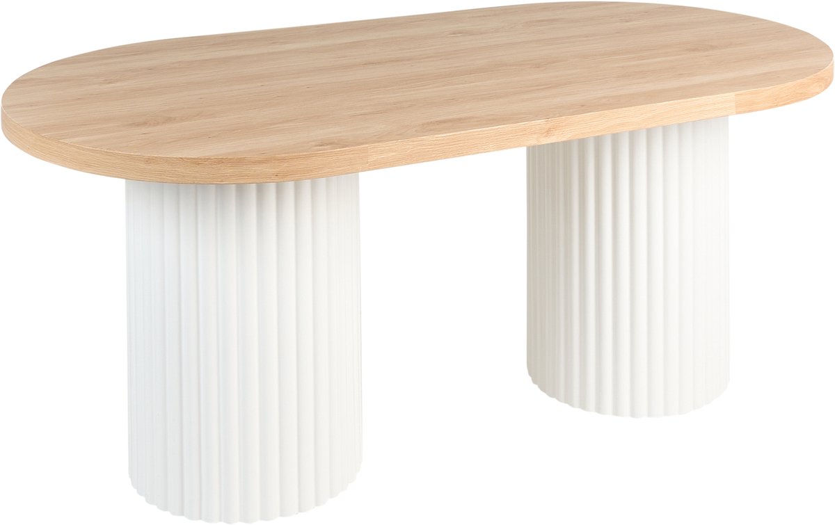 Beliani SHERIDAN - Eettafel - Bruin/Wit - 180 x 90 cm - MDF