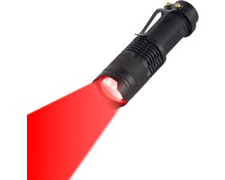 foto van Sander Shop Rood licht zaklamp, 3 modi tactische heldere krachtige rode LED zaklamp, rode zaklamp, zoombaar, draagbaar, waterdichte LED-zaklamp, handheld rood licht (1, rood)