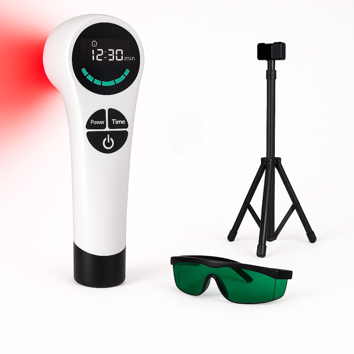 SyncGear Infraroodlamp Inclusief Statief & Veiligheidsbril - Infraroodtherapie Handapparaat met 5 Standen - Massageapparaat - Rood Licht Therapie - Red Light Therapy