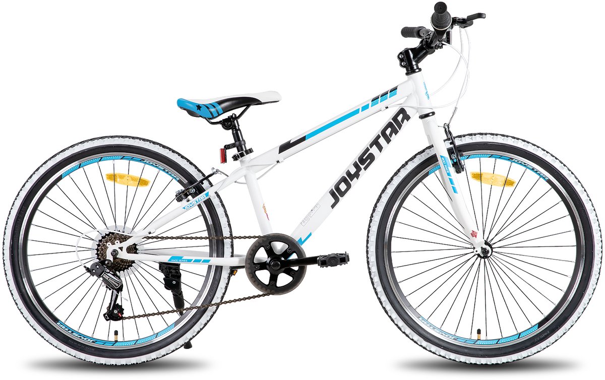 JOYSTAR Lubbock.S 24" Kinder Hardtail Mountainbike - 7 versnellingen - V-brake - Witte noppenbanden - Wit - Geschikt voor buitenactiviteiten in de lente