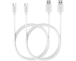 2x USB C naar USB A Kabel Wit - 1 meter - Oplaadkabel voor Xiaomi REDMI A5 4G / REDMI A3 / REDMI 15C 4G / REDMI 15 / REDMI 14C / REDMI 13C / REDMI 13 / REDMI 12C / REDMI 12 / REDMI 11A
