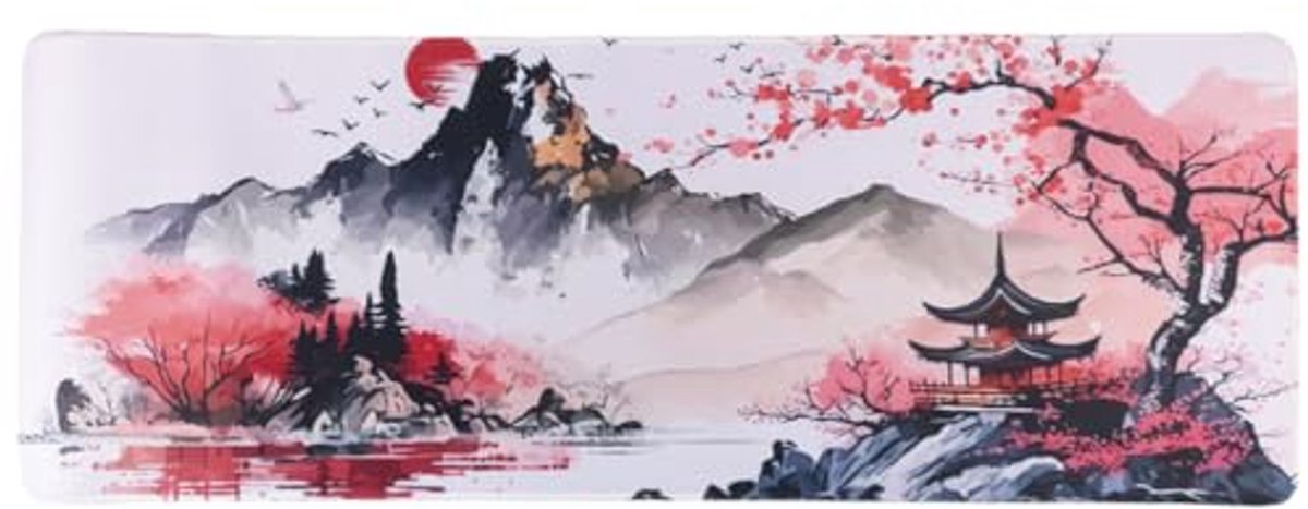 Zen muismat XXL - Japanse decoratie - Antislip en waterbestendig - 800 x 300 mm