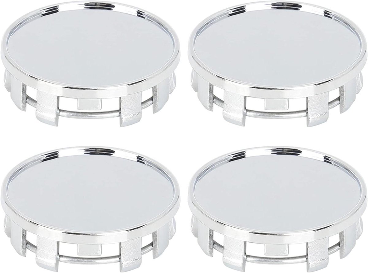 Allecto plus - Universele zilveren wielkappen voor auto met een buitendiameter van 50,5 mm - 4 stuks met 54 mm en 9 kabelschoenen
