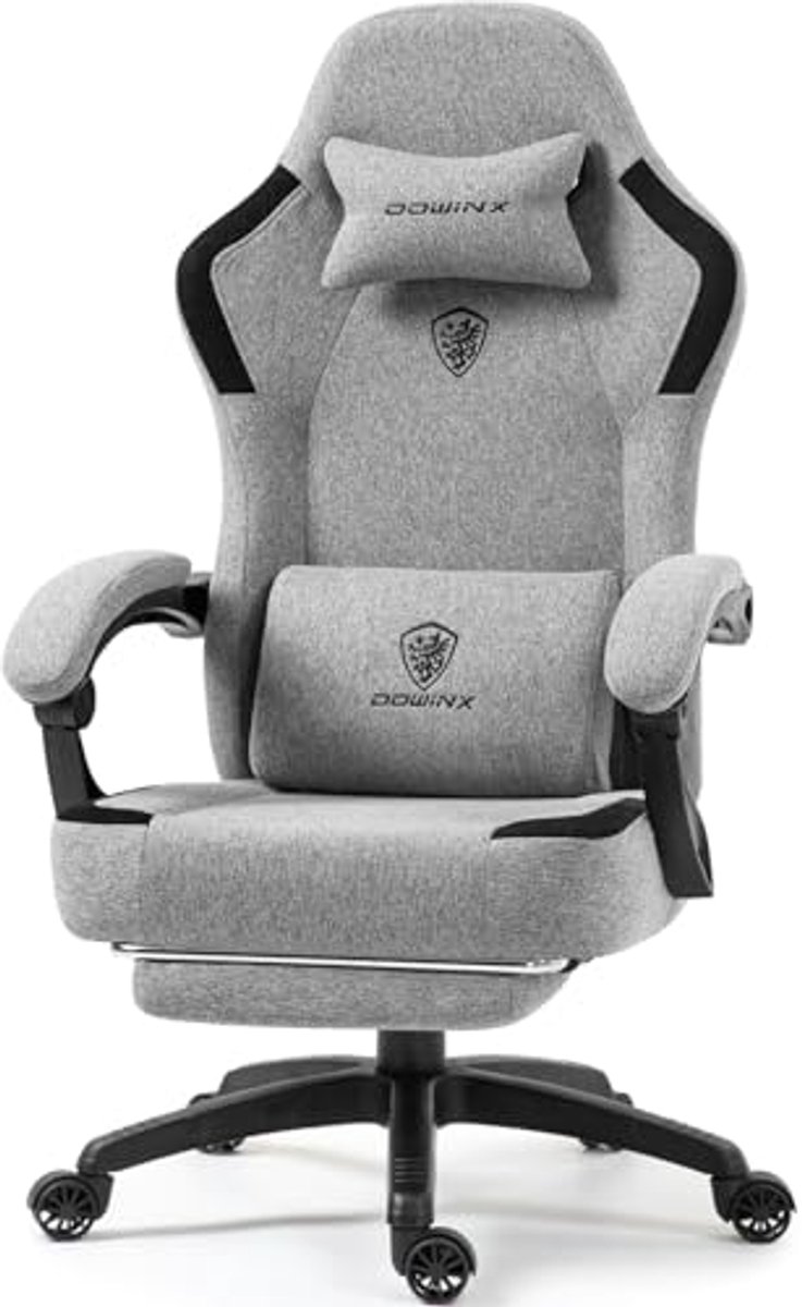 Ergonomische Gamingstoel met Massagesteun en Voetensteun - Geschikt voor Gamer en Kantoor, Maximaal 150 kg, Grijs