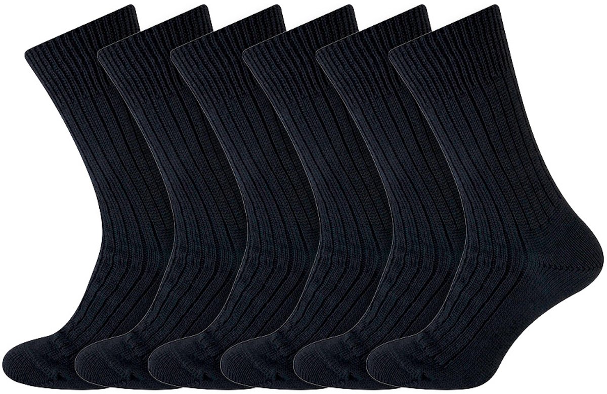 Heren sokken | Wollen sokken | Merk: Hertex | Kleur: Zwart | Maat: 41 t/m 47 | 6 paar