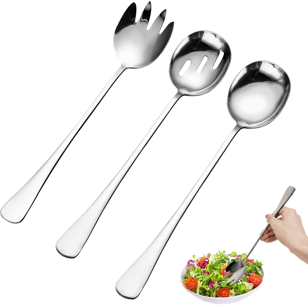 Ibenzoa® Roestvrijstalen 3-delige serveerset met lange handgrepen voor keuken en banket