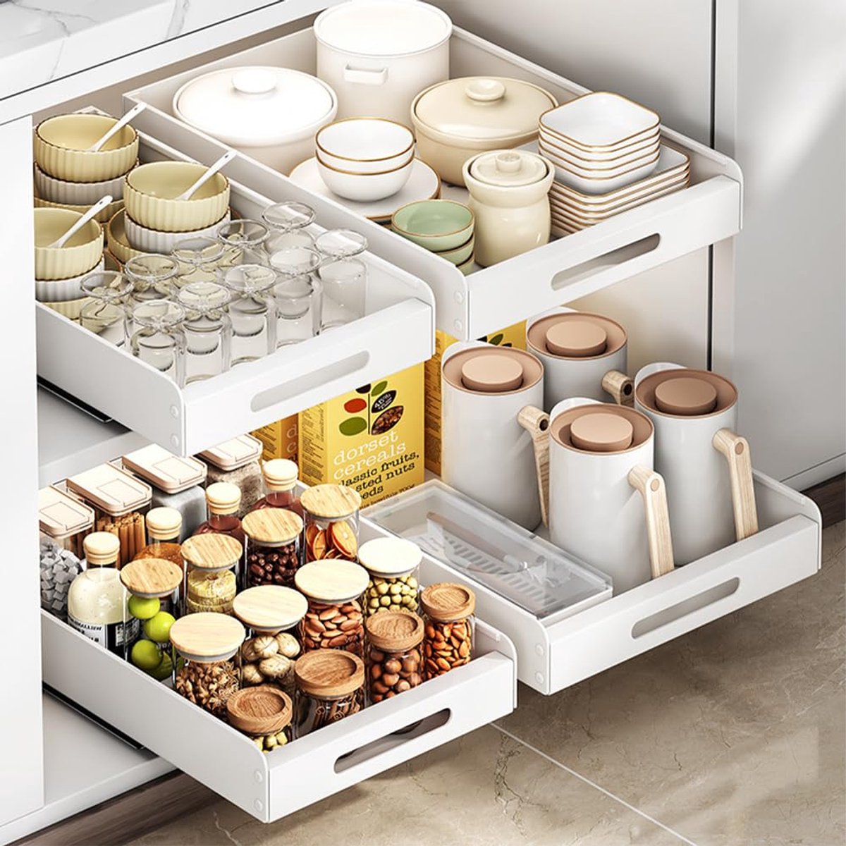 Azomor® Uittrekbare keukenlade organizer zonder boren voor optimale opbergruimte