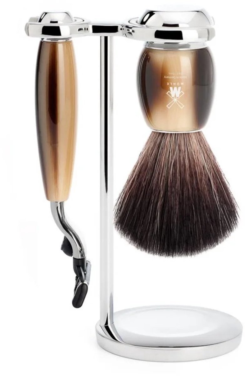 MÜHLE -Scheerset Vivo 3-delig - Hoornbruin - Mach3