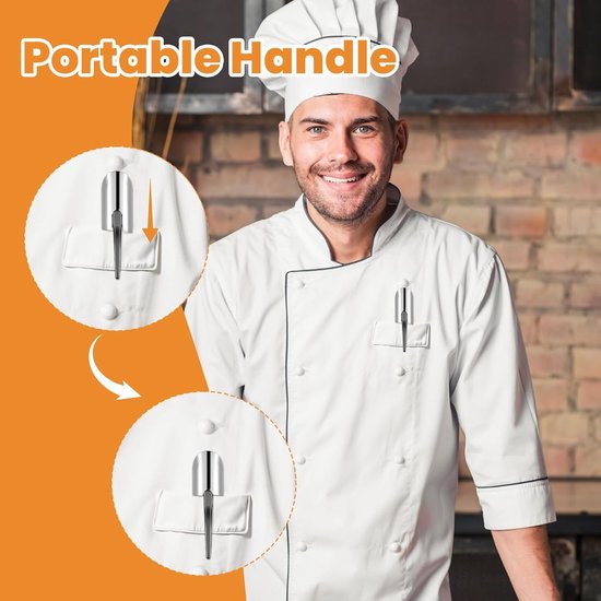 2 stuks - tafelkruimelvegers voor obers - restaurant kruimelvegers - roestvrijstalen kruimelschraper - tafelkruimelschraper - broodkruimelreiniger met zakclip - voor restaurants, huizen, tafelkleed - zilver van Chef-Master — afbeelding 4