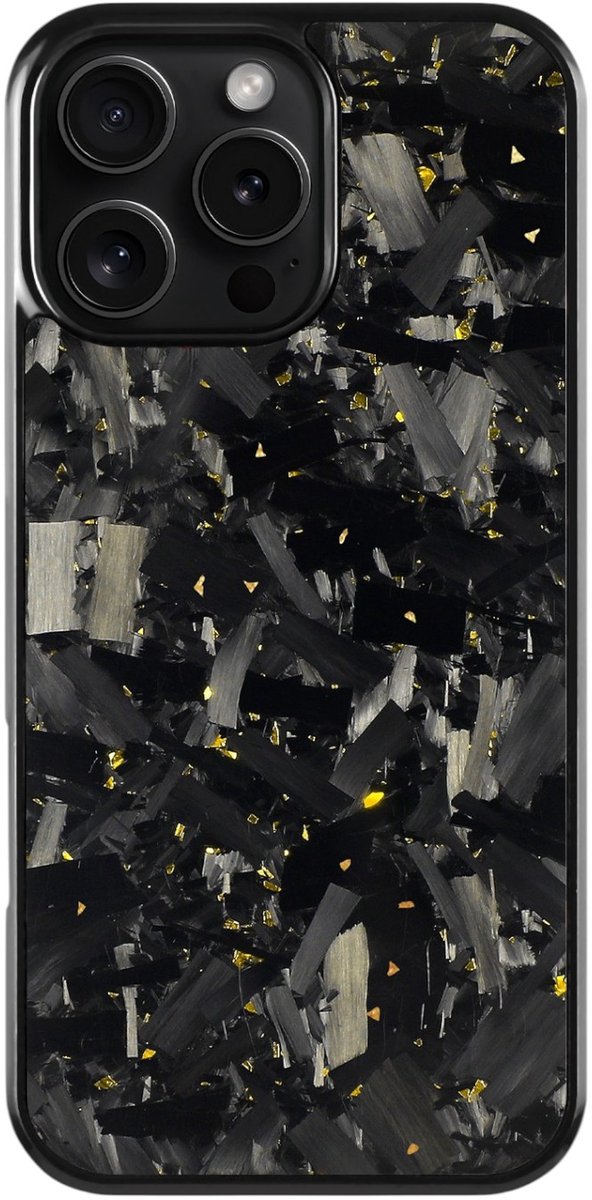 FirstClassCarbon – iPhone 16 Pro – Carbon Fiber Hoesje – Forged Carbon – MagSafe Compatibel – Dun & Shockproof Telefoonhoesje – Goud