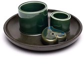 Keramische palo santo, smudge en wierook brander hart petrol/bruin - ø14 cm x 6 cm