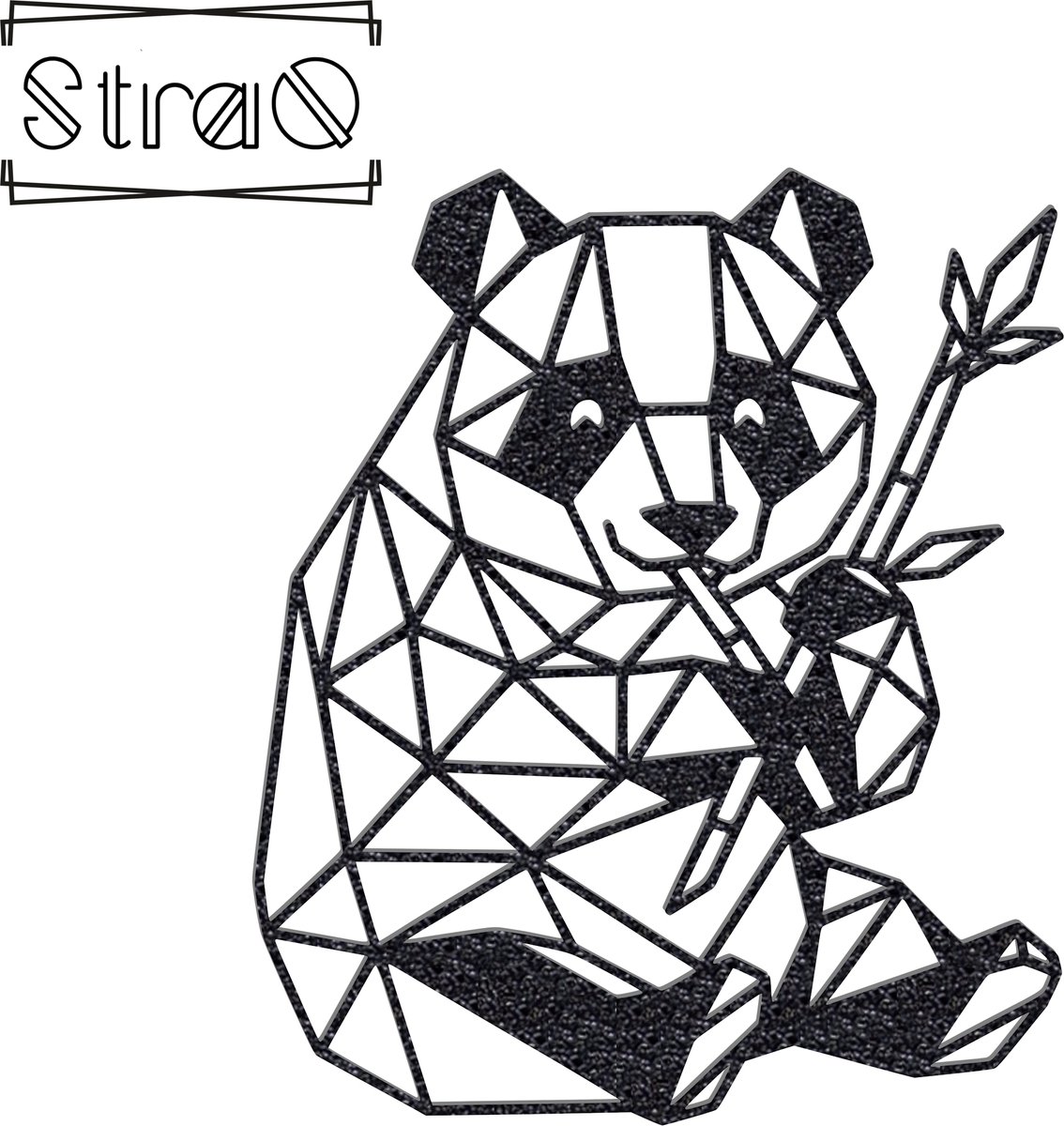 StraQ Zwarte Geometrische Panda 24 cm - Dier - Muurdecoratie - Wandversiering - Wanddecoratie - Rechts