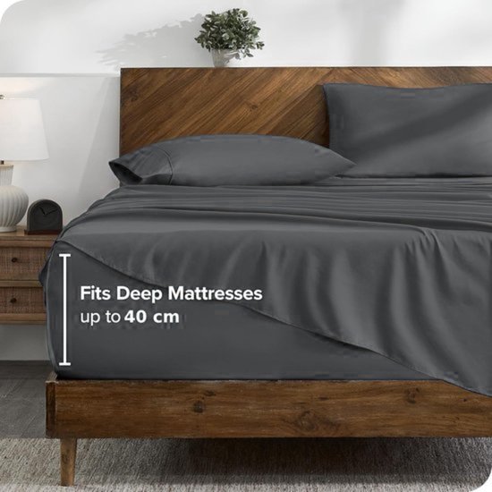 Hoeslaken BOTC - 180x200 cm - Épaisseur du matelas 50 cm - Le Hoeslaken -housse doux ultime - Gris foncé