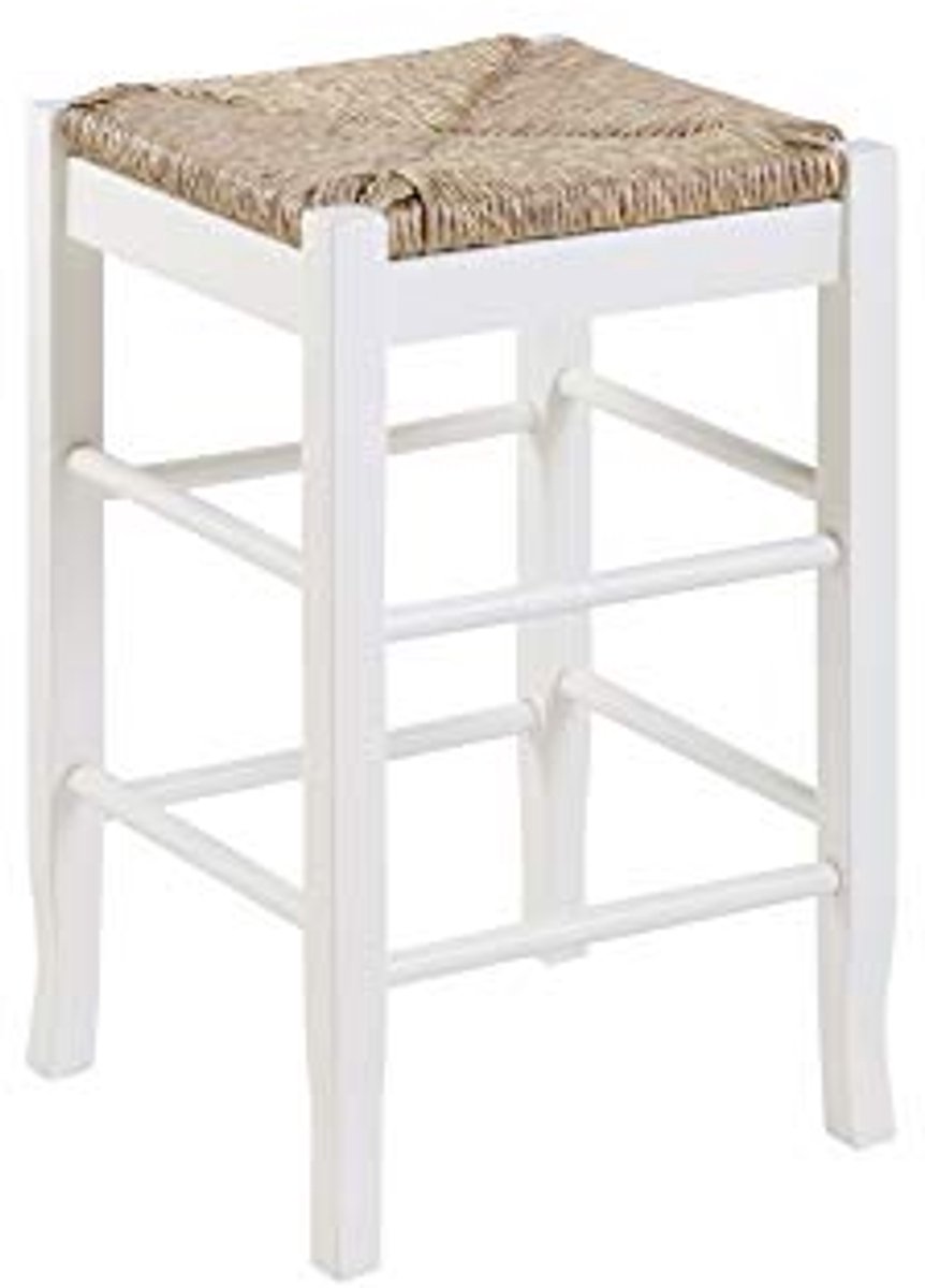 Vierkante 24-inch Rush Seat Kruk in Wit