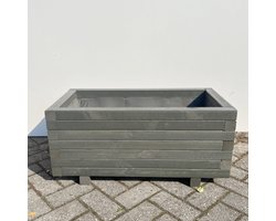 AMISHOUT - SET - Plantenbak met wielen 80x40x36 cm - antraciet | bloembak buiten op wielen