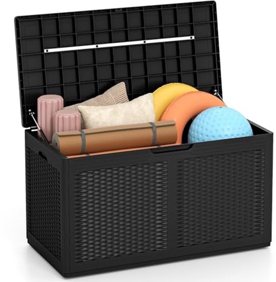 BURI Robuuste en veelzijdige 100L universele vat in zwart met deksel - Perfect als regenton, afvalcontainer of vuilnisbak voor privé- of commercieel gebruik