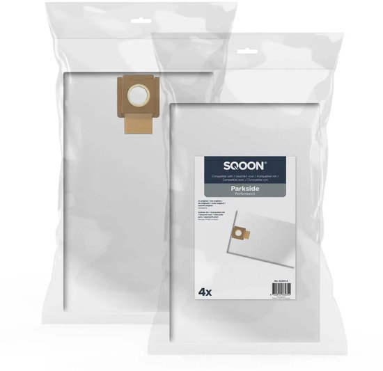 SQOON® Stofzuigerzakken geschikt voor Parkside Performance PPWD 30 - Gelijk aan model: 30381494, PPVFT 30 A1 - High Filtration voor industrieel gebruik
